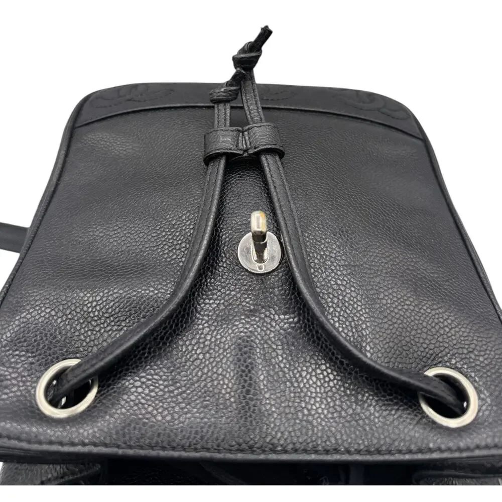 Chanel 1996-1997 Black Caviar Triple CC Backpack - Silver Hardware *RARE*